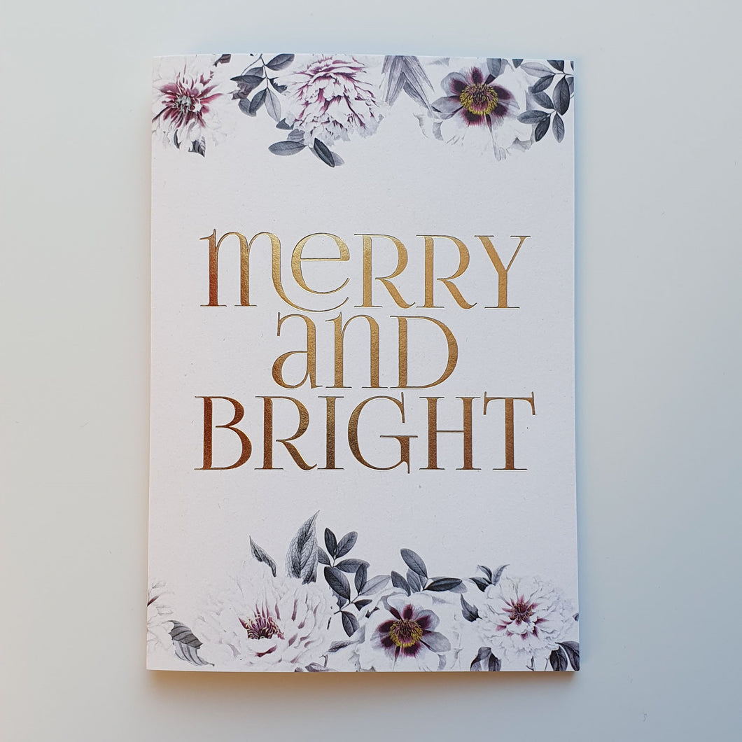 MERRY & BRIGHT FLOWERS Christmas Card